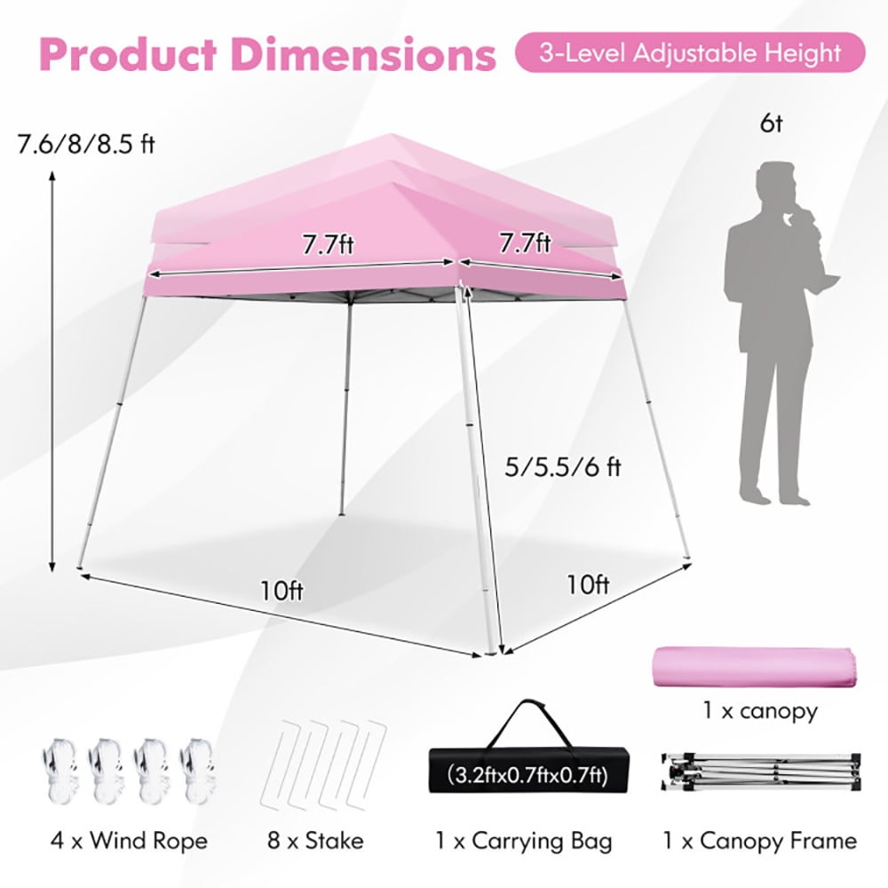 Aimee Lii 10 x 10 Feet Outdoor Instant Pop-up Canopy with Carrying Bag, Awnings for Patio Waterproof, Pink Aimee Lii 10 x 10 Feet Outdoor Instant Pop-up Canopy with Carrying Bag, Awnings for Patio Waterproof, Pink