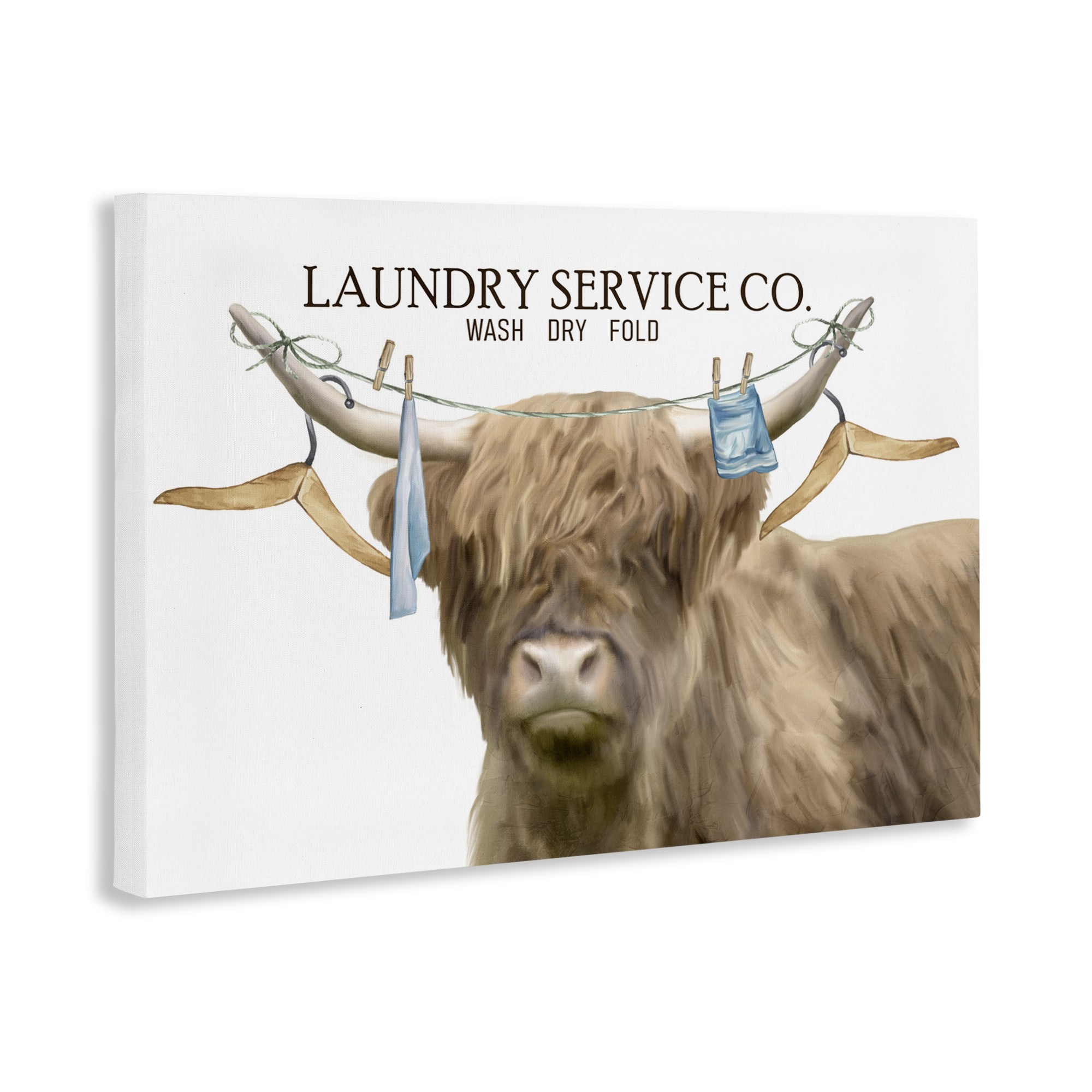 Laundry Service Cattle Canvas Wall Art, design by Kim Allen
