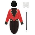 thumbnail image 5 of vastwit Womens Circus Ringmaster Tailcoat Shiny Sequins Open Front Jacket with Accessories Red XXL, 5 of 6