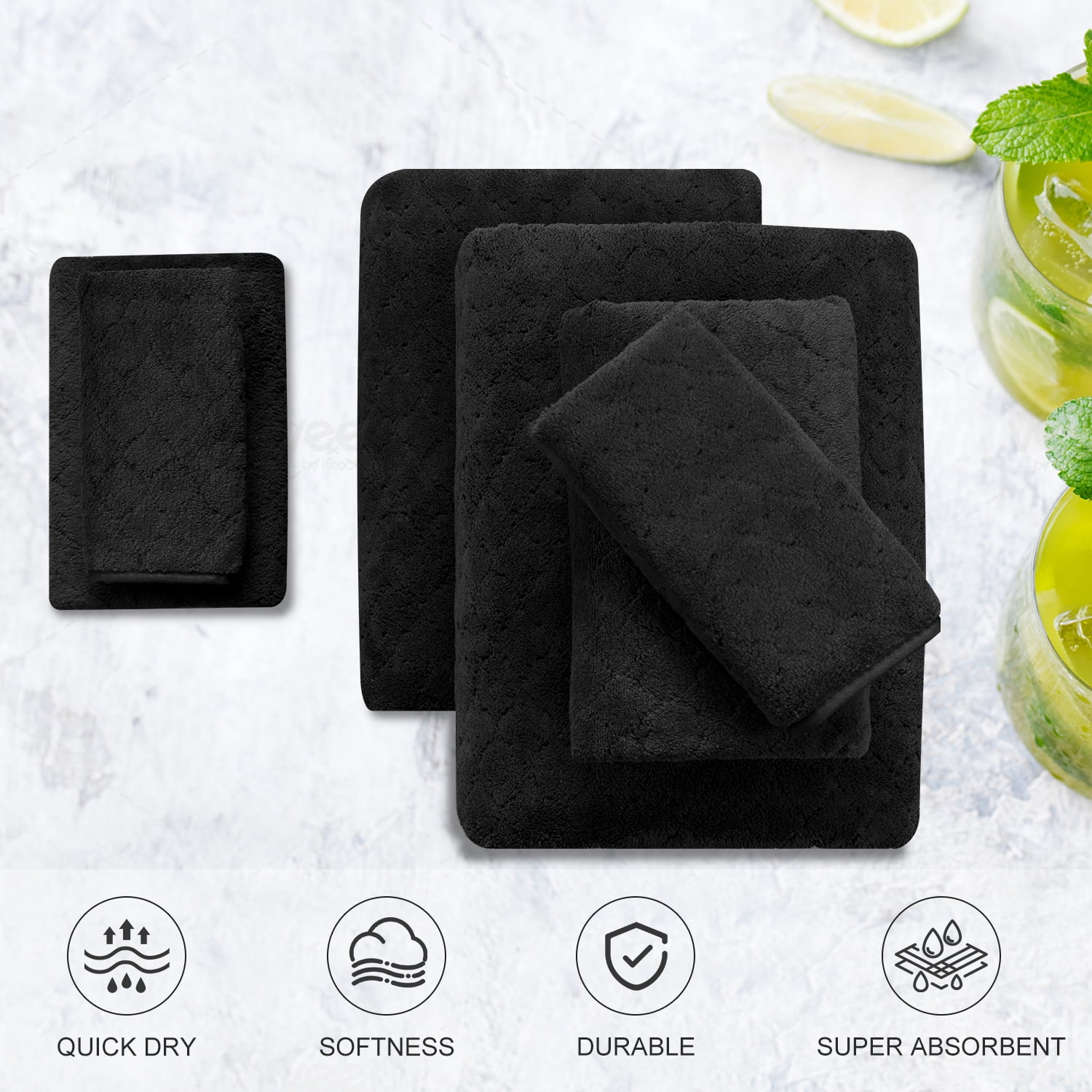 Green Essen 8 Pack Extra Large Bath Towel35"x 70" Highly Absorbent Quick Dry Bath Sheets Bath Towel Oversized Clearance Soft Shower Towels for Bathroom Spa Hotel Gym(Black)