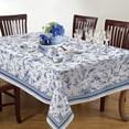 thumbnail image 3 of Waterproof Thick Linen Rectangle Tablecloth - White And Blue Floral Rustic Tablecloth Chinoiserie French Farmhouse Country Table Cover Decoration for Home Kitchen Dining 60 x 84 Inch Tablecloth, 3 of 6