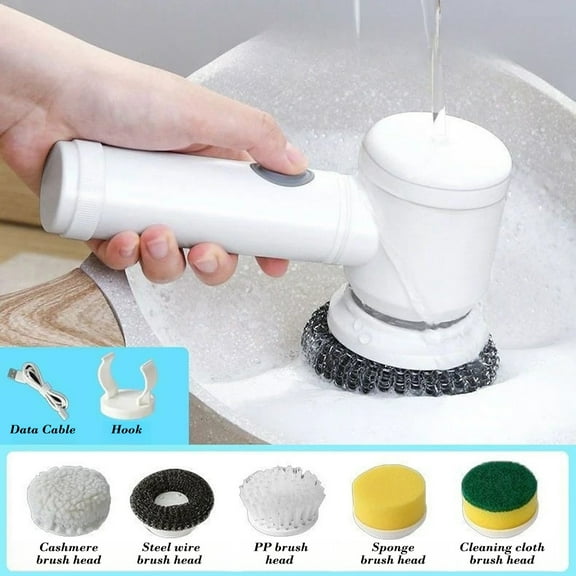 XGFHYJEH Electric Spin Scrubber, Cordless Cleaning Brush, Power Spin Scrubber, Scrub Brush, Scrubber Cleaner, Electronic Scrubber, Barhroom Scrubber with 5 Brush Heads