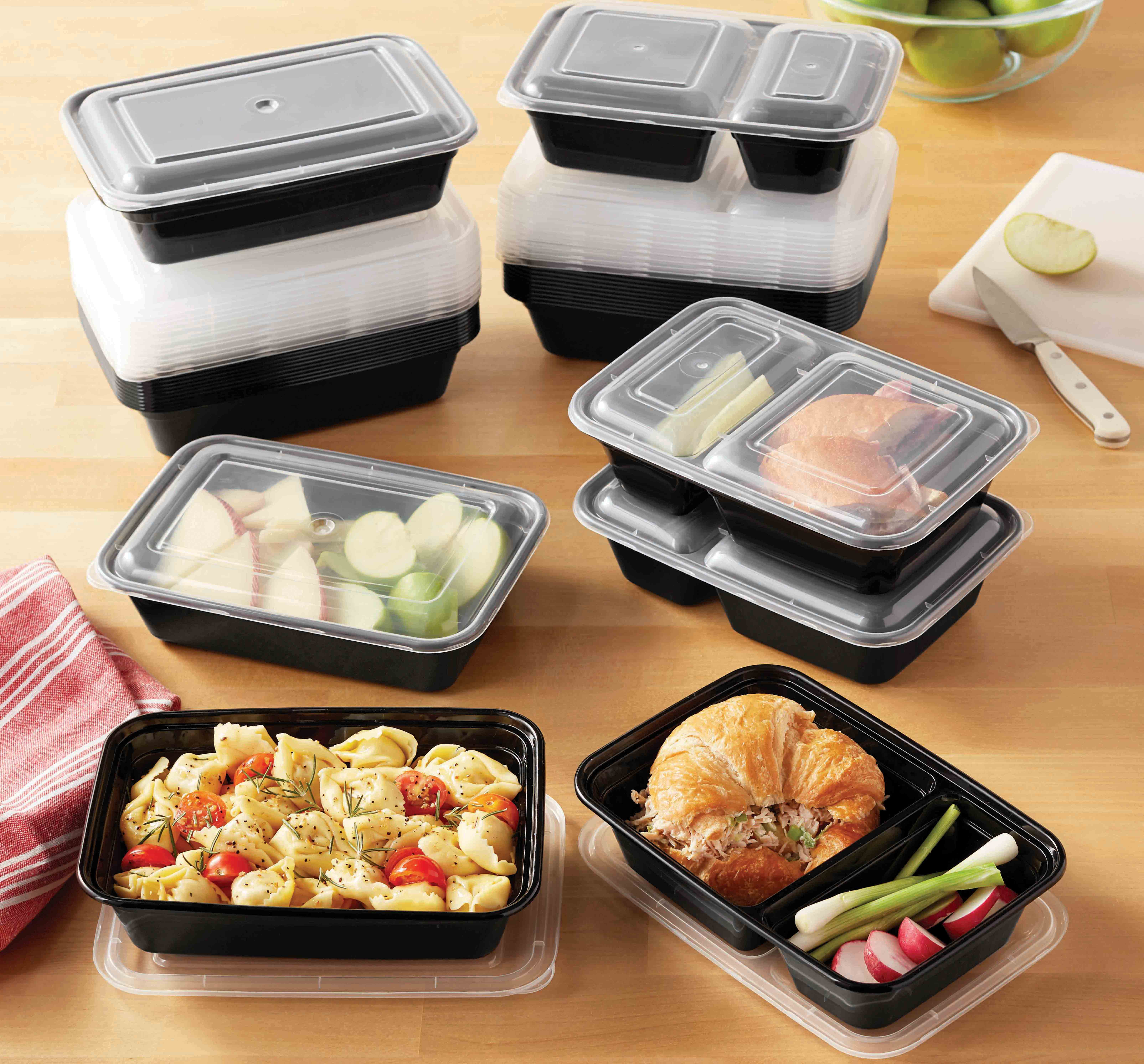 NEW Mainstays 2 Sections Meal Prep Food Storage Containers 5 Pk 10