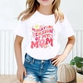 thumbnail image 2 of Curuila Kid Girls Tops Letter Print Crew Neck Short Sleeve Tee Summer Casual Loose T Shirt White Size 6-8 Years, 2 of 4