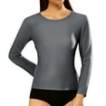 thumbnail image 1 of T-shirt Ajusté à Manches Longues Côtelé et Col Rond pour Femmes, 1 of 5