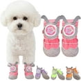 thumbnail image 1 of Bottes pour Chien Imperméables Antidérapantes Lot de 4 - Boucle à Verrouillage par Rotation & Oreilles Mignonnes pour Petites Races avec Semelle Robuste, Plancher en Bois, Chaussons d'Extérieur pour Randonnée sur Neige (Rouge, 5 Yards 8-11kg), 1 of 8