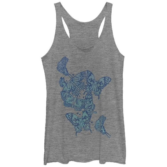 Women's Lost Gods Butterflies  Racerback Tank Top Gray Heather Medium