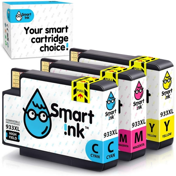 Smart Ink Cartouche d'Encre Compatible pour HP 932 XL 933 XL 932XL 933XL, Pack de 3 Combo (Couleurs C/M/Y), Cartouches d'Encre Haute