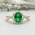 thumbnail image 2 of HeartsAndYou 2.3ct Engagement Ring for Women Oval Cut Emerald Moissanite Accent Halo 18k Yellow Gold over Silver, 2 of 7