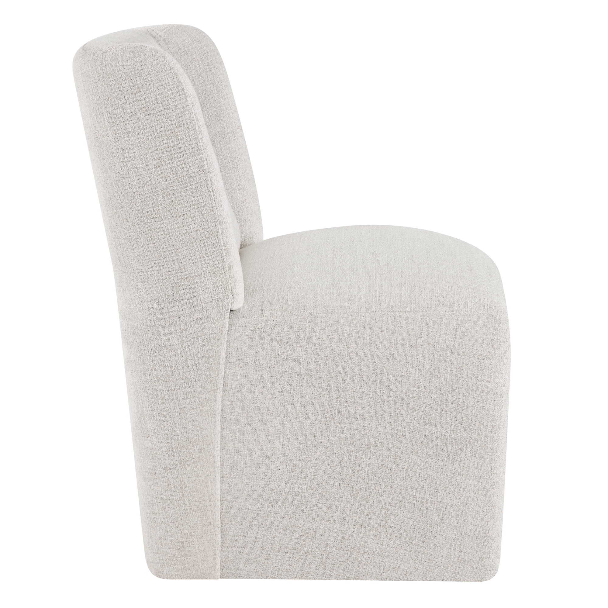 Spruce & Spring Modern Upholstered Dining Chair with Wingback and Hidden Casters, Single, Fabric in Wheat(Multi-colored)