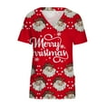 thumbnail image 3 of Luxalzxs Christmas Printed Scrub Shirt Nurse Uniforms for Women, Short Sleeved V-Neck Protective Work Clothes Tops Holiday Scrub Tops, 3 of 4
