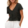 thumbnail image 2 of Lixiuxyad Womens Open Front Cardigan Breathable Lace Knit Summer Beach Cover Up For Lightweight Short Sleeve Open Front Cardigan,Black, 2 of 6