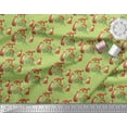 thumbnail image 2 of Soimoi Green Heavy Satin Fabric Tree Stump & Fox Animal Decor Fabric Printed Yard 54 Inch Wide, 2 of 5