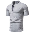 thumbnail image 4 of Tbopshirt Summer Tops,Men's Standing Neck T-shirt Short Sleeve V-Neck Button Fashion Casual Sports T-shirt Top Blouses, 4 of 4