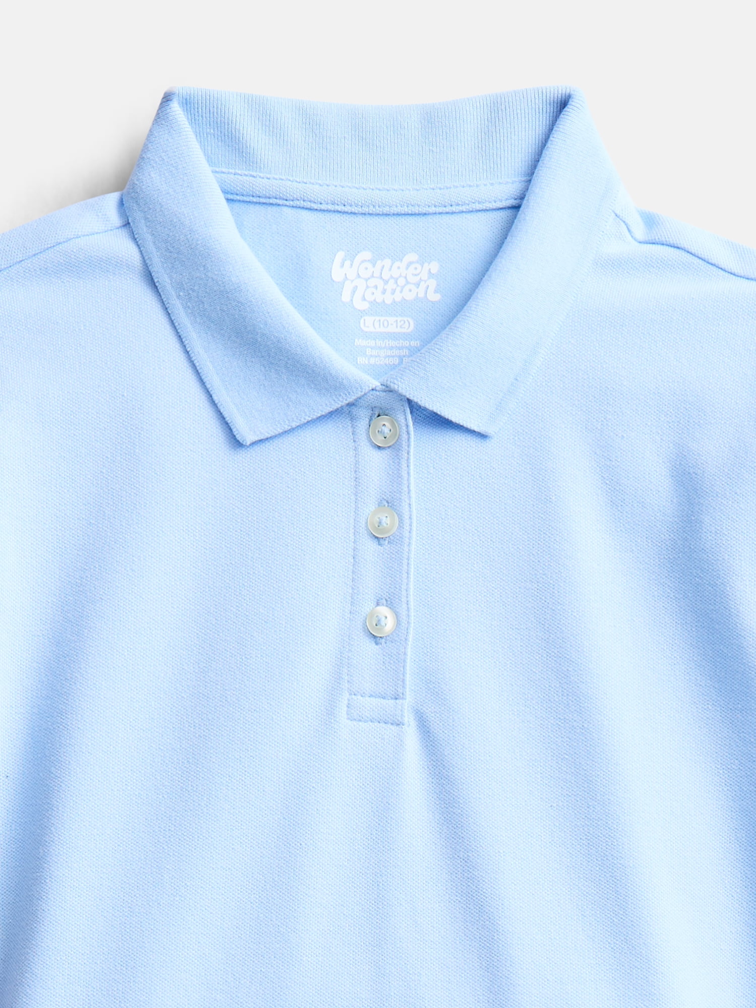 Wonder Nation Girls School Uniform Pique Polo Shirt with Short Sleeves, Size 4-18