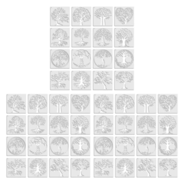 QualitChoice 16x Round Edge ABS Made Tree Stencils For Painting Exquisite Craft Easy Operation Wide Application Plastic Postcards 16pcs 3Set