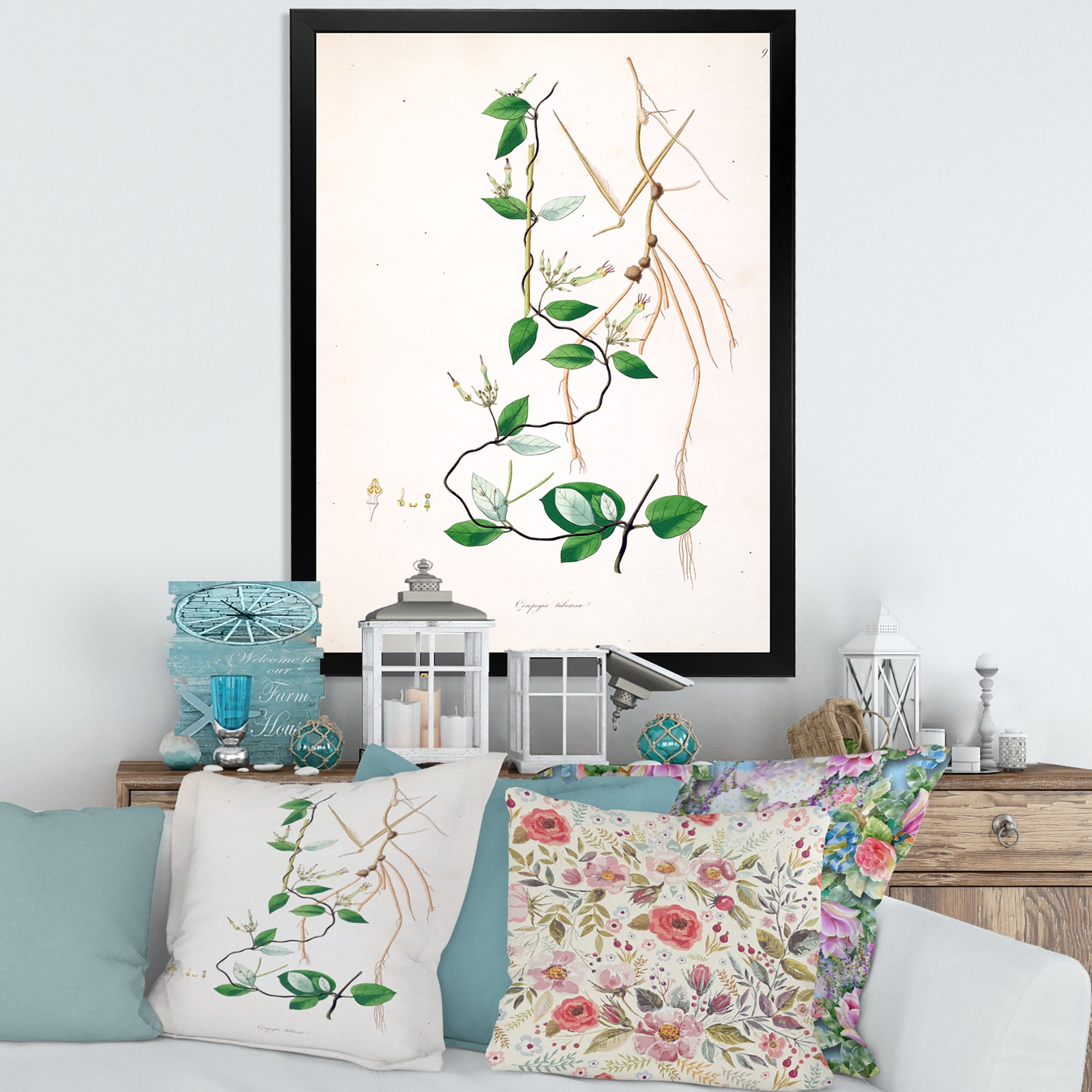 Designart 'Ancient London Plants IV' Farmhouse Framed Art Print