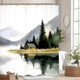 thumbnail image 3 of Mountain Forest Tree Shower Curtain Set Foggy Misty Watercolor Nature Landscape Scene Polyester Waterproof Cloth Bathroom Curtain with 12 Hooks, 3 of 6