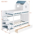 thumbnail image 2 of Harper & Bright Designs Twin House Bunk Bed with Storage Stairs and Drawers, Wood Twin Over Twin Castle Bed with Drawers Shelves & LED Lights, White, 2 of 16