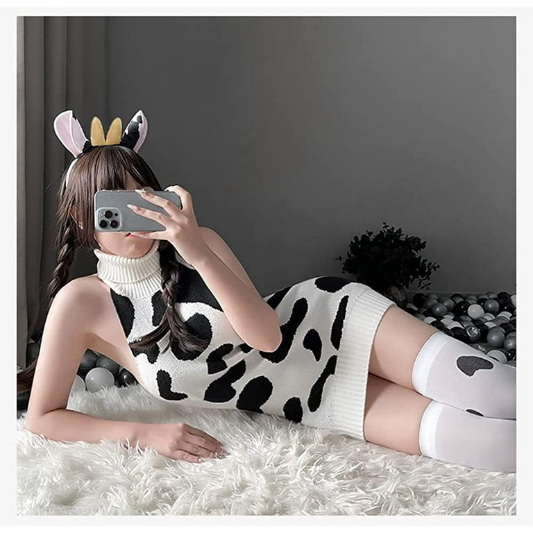  Sexy Cow Milk Leopard Cosplay Costume Kawaii Outfit