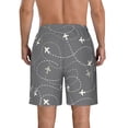 thumbnail image 3 of Kll Airplane Routes Around The World Men'S Casual Summer Beach Shorts Hawaiian Shorts With Pockets-3x-Large, 3 of 9