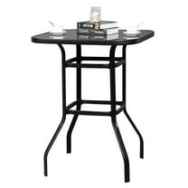 enyopro Square Bistro Table, 31.5" Patio Bistro Table with Metal Frame, Outdoor Side Table with Tempered Glass for Garden, Balcony, Poolside, Lawn T11