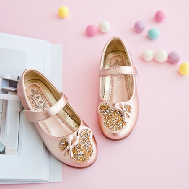 Zapatos de cuero para niñas, zapatos de princesa con diamantes de imitación, zapatos de primavera y otoño para niños con suela suave de cristal, zapatos blancos