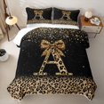 thumbnail image 2 of Homewish Chic Cheetah Print Twin Quilt Set, Personalized Initial A Twin Coverlet Set, Black Brown, 2 of 7