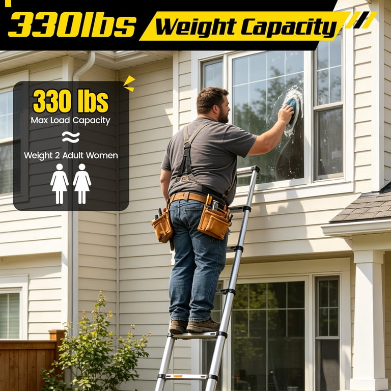 HBTower 8.5 Ft Aluminum Telescoping Ladder, 330 Lb Capacity photo 8