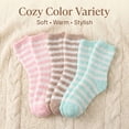 thumbnail image 3 of Colorfut Women's 3-Pairs Cozy Microfiber Anti-Skid Soft Colorful Patterned Fuzzy Crew Socks&nbsp;Slipper (with non-slip silicone grippers) FZ31-B, 3 of 6
