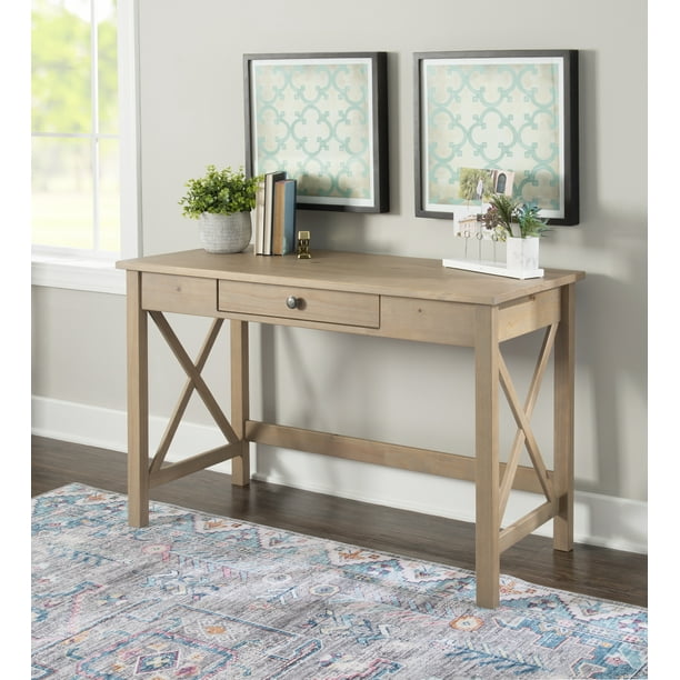 Linon Davis 20 In X 46 30 Wood Portable Writing Desk Drawer Included Natural Com Linon Davis 20 In X 46 30 Wood, Wheaton Trestle Base Console Table Threshold