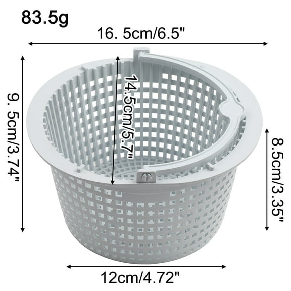 Skimmer Filter Basket for Hayward SPX1091C WB736660 6.5" Top Diameter White