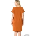 thumbnail image 3 of Zenana Women & Plus Round Neck Rolled Sleeve Knee Length Tunic Shirt Dress with Pockets, 3 of 4