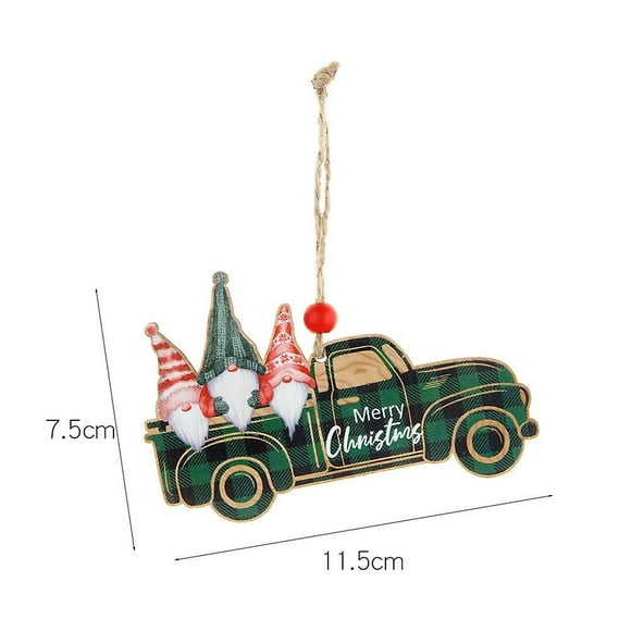 Dww-1 Pcs Dcorations De Nol En Treillis Vert Voiture En Treillis En Bois Dcorations D'arbre Du Pre Nol Pendentifs En Bois De Nol Peints