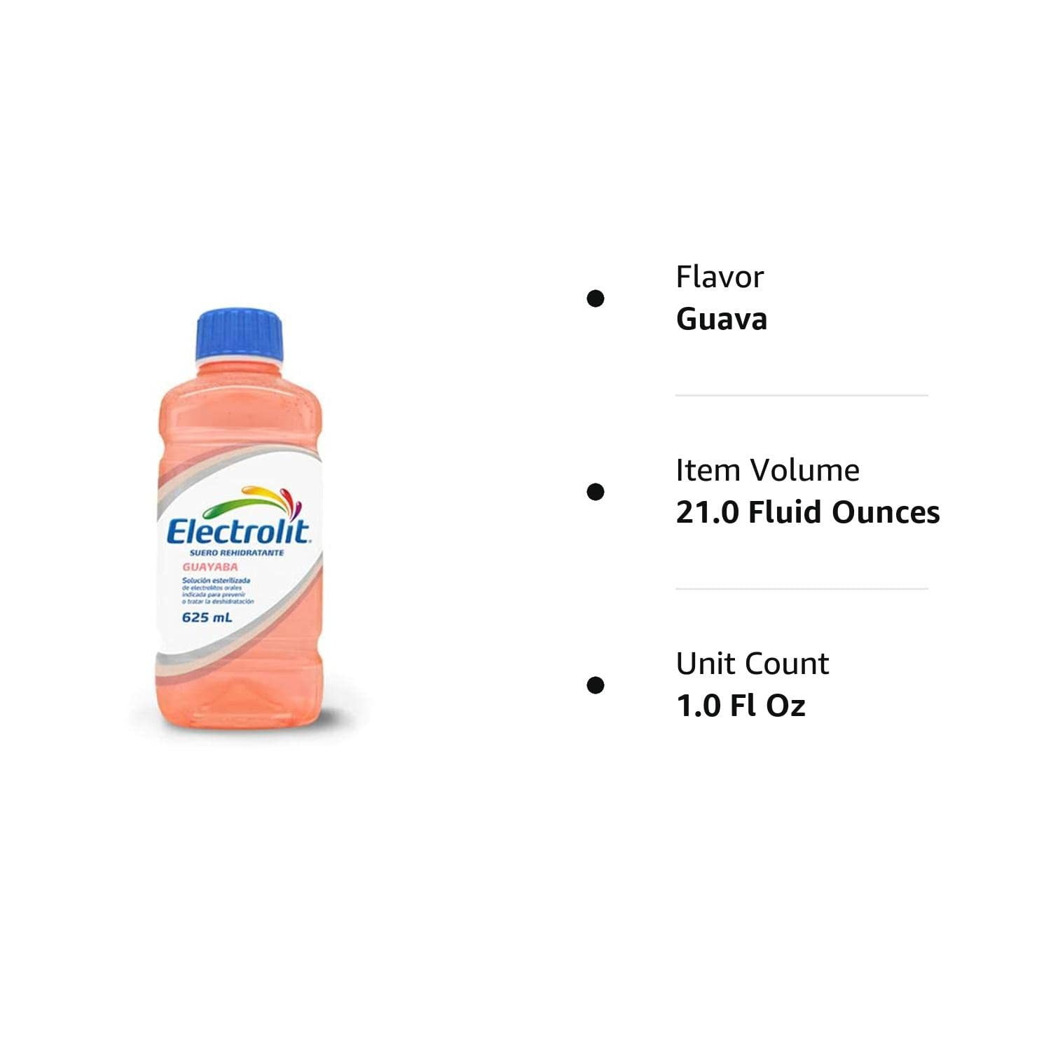 Electrolit Electrolyte Hydration & Recovery Drink 21oz guayaba 12 Pack