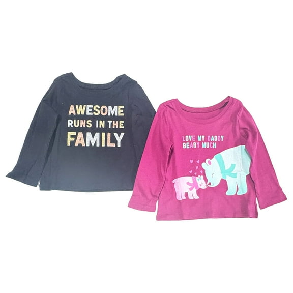 Infant Toddler Girls Pink Happy Hearts Long Sleeve Ruffle Hem T-Shirt 12M