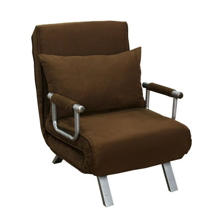 Lane Twin Sleeper Chair HOMCOM Single Person Folding 3 Position Steel Convertible Sleeper Bed Chair - Rich Brown ()