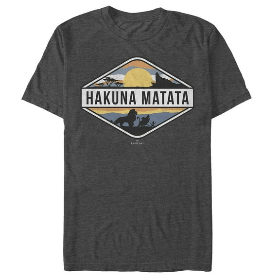 Men's Lion King Hakuna Matata National Park Emblem Graphic Tee Charcoal Heather Small