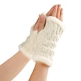 thumbnail image 3 of CYSFASHION Mittens for Women Tocuh Screen Weight Lifting Stretchy Wool Cold Weather Warm Knit Winter Gloves White, 3 of 3