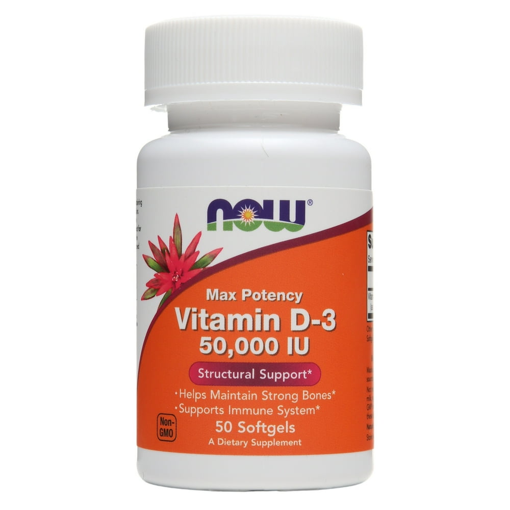 NOW Foods Vitamin D3 Max Potency Structural Support 50000 IU 50