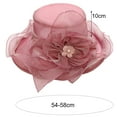 thumbnail image 5 of Travelwant Organza Church Fascinator Hats for Women Flower Wedding Tea Party Hat Wide Brim Sun Hat, 5 of 7