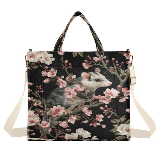 Corduroy Tote Bag for Women Shoulder Handbags Fashion Ladies Purses Satchel Messenger Bags Watercolor Opossum Pattern S