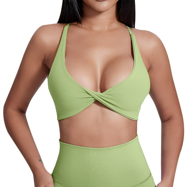 Sujetador de yoga para mujer con almohadillas en el pecho - Camiseta deportiva sin espalda para alto impacto - Nailon/spandex - S-XL