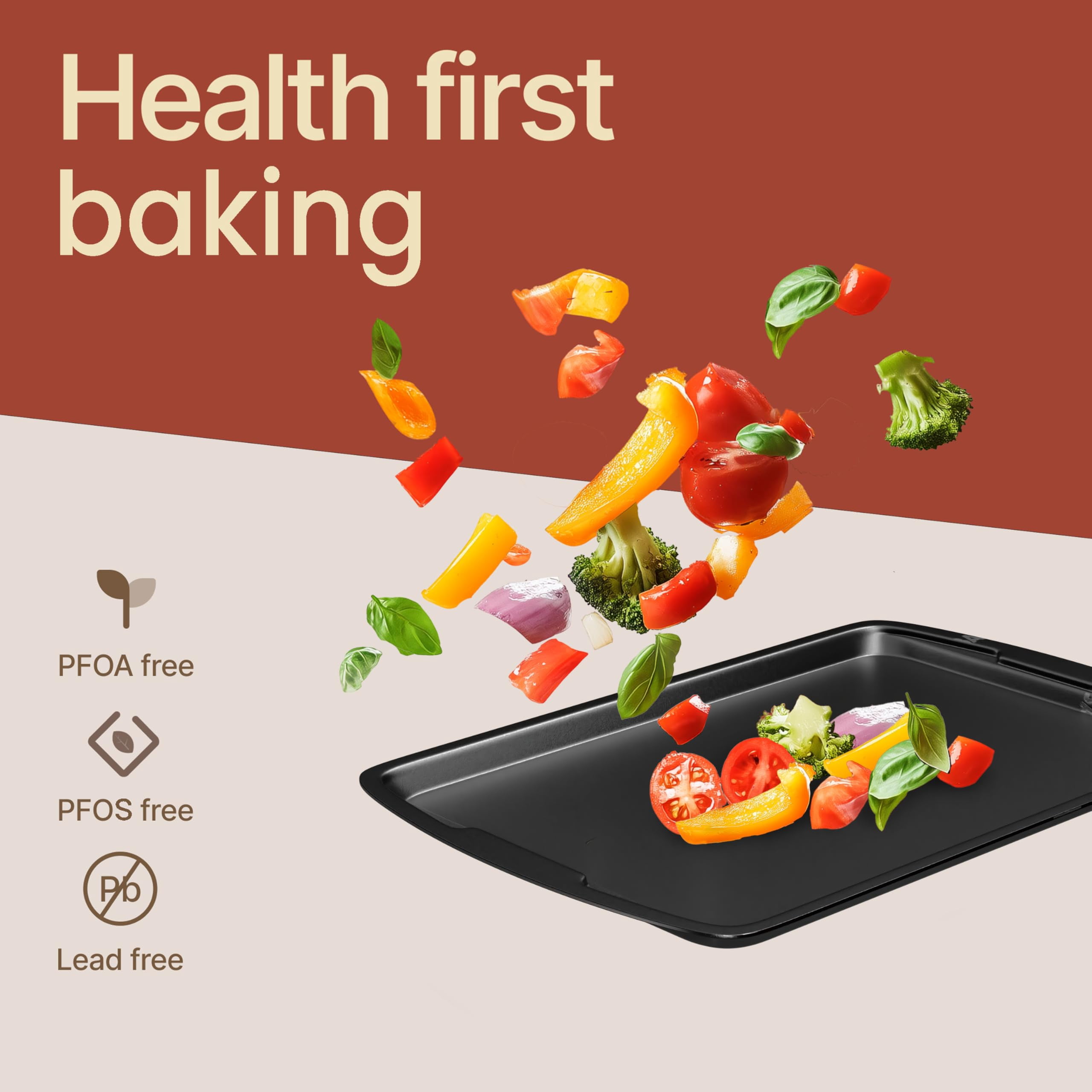 Bakken- Swiss 10-Piece Bakeware Sets, Nonstick Carbon Steel Baking Sheet & Pans, Stackable Space-Saving Bakeware, Stain-resistant, Oven Safe (up to 450°F), Gray