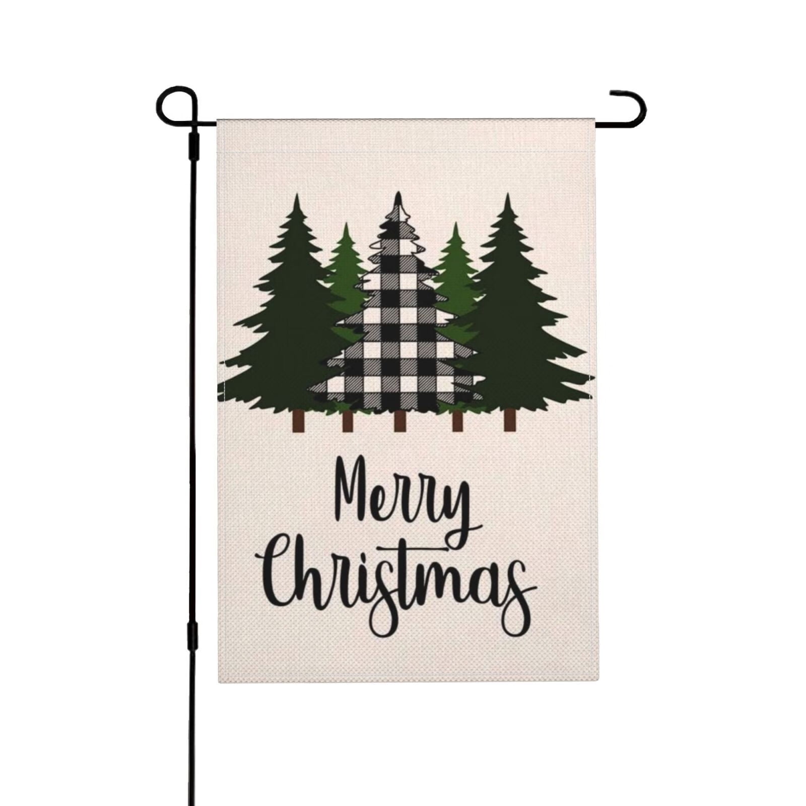 Christmas Garden Flag Vertical Double Sided Winter Buffalo Tree Outdoor Decorations Burlap Small