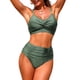 thumbnail image 2 of Trajes de baño Tankini Amzcrzy para mujer , moda, sin mangas, bikini sólido, traje de baño push-up, traje de baño acolchado, blusa, pantalones, cuello en V, nudo frontal, conjuntos de dos piezas, 2 of 5