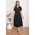 thumbnail image 2 of utcoco Womens Denim Dress Lapel Short Sleeve Frayed Hem Jean Dresses Oversized Button Down A Line Shirt Dress, 2 of 7