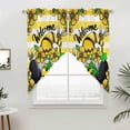 thumbnail image 2 of Swag Valance Curtains for Windows, Flower Gnomes Light Filtering Kitchen Curtains with Rod Pocket, Yellow Botanical Floral Striped Star Bee Window Treatment Valances for Living Room, 36x36 - 2 PCS, 2 of 9