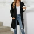 thumbnail image 5 of Women's Fashion Leisure Outdoor Autumn And Winter Long Solid Color Long Sleeve Loose Pocket Cardigan Jacket Cardigan Womens Long Sleeve Button down Knit Cardigan Sweater Creme Cardigan Ladies Short, 5 of 8