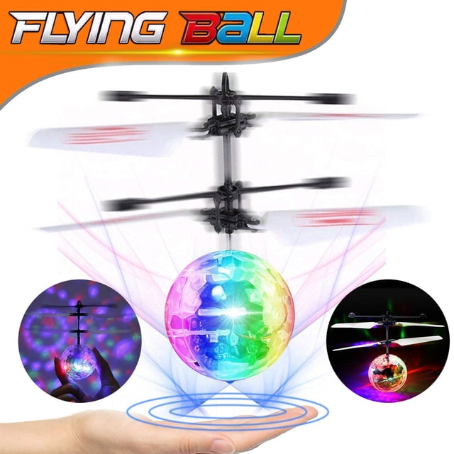 Helicóptero eléctrico luminoso con bola voladora para niños, luz LED para destellear colorida, Sensor infrarrojo, juguete para regalo